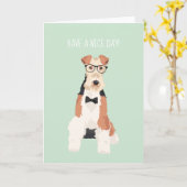 Carte Hipster Cool Fox Terrier Wire Dog pour Amoureux de (Fleur jaune)