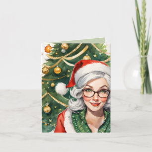 Carte Hipster Mrs Claus & Cocktail Recette Noël