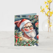 Carte Hipster Père Noël et Cocktail de Noël Recette Fête (Fleur jaune)