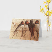 Carte Hirondelles rustiques, Anniversaire (Fleur jaune)