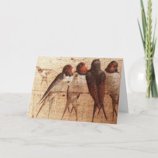Carte Hirondelles rustiques, Anniversaire (Devant)