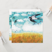 Carte Hirondelles survolant le champ de blé (Devant/Arrière en situation)