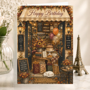 Carte Histoire Élégante de Café Parisien en Automne pour