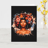 Carte Histoire noire Fille aux fleurs cheveux afro Femme (Fleur jaune)