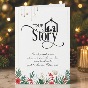 Carte Histoire véritable chrétienne de Noël religieux