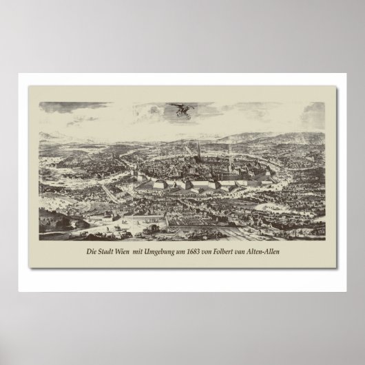 Carte historique Autriche Vienne 1683 Poster (Devant)