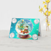 Carte Hiver bleu (Fleur jaune)