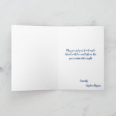 Carte Hiver Boho Blue Feathers & Holly Yule Solstice (Intérieur)