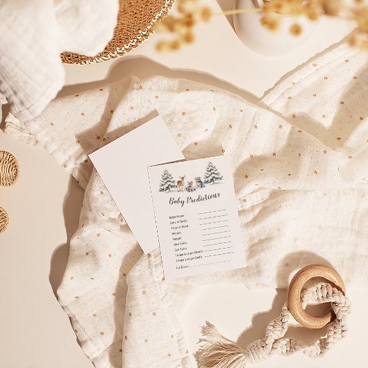 Carte Hiver Bois Animaux "Prédictions de bébé" Jeu