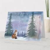 Carte Hiver Bois Snowy Fox & Bird (Devant)