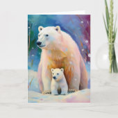 Carte Hiver enneigé Ours polaires Art moderne (Devant)