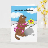 Carte Hiver, Fantaisie Jour de la marmotte, Cloud de Bik (Fleur jaune)