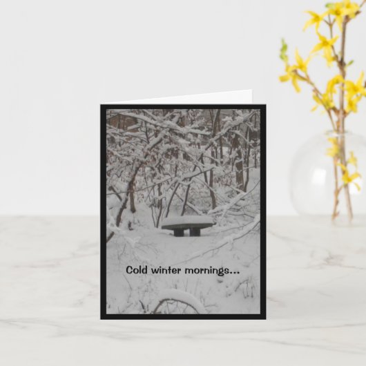 Carte Hiver froid et café chaud (Fleur jaune)