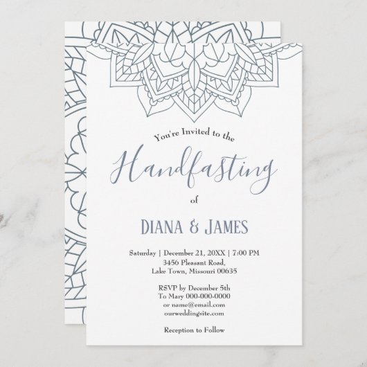 Carte Hiver Handfasting Snowflake Mandala Mariage (Devant / Derrière)