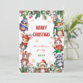 Carte Hiver Joyeux Noël Bois Thème animal (Debout devant)
