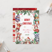 Carte Hiver Joyeux Noël Bois Thème animal (Devant/Arrière en situation)