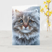 Carte Hiver Maine Coon Chat Anniversaire Humour (Fleur jaune)