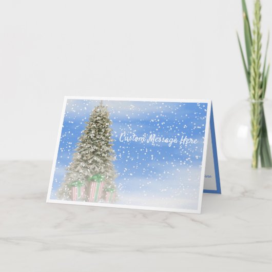 Carte hiver Neige Noël Arbre et Flammes de neige (Devant)