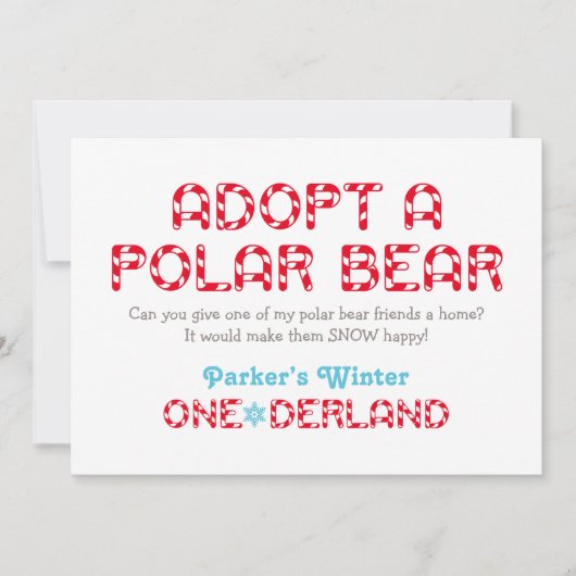 Carte Hiver ONE derland Anniversaire Polar Bear Favor Si (Devant)
