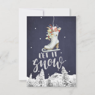Carte Hiver Wonderland Patinage Laisser la neige Typog