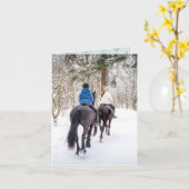 Carte Hiver Woodland Horse Riders Noël (Fleur jaune)