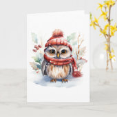 Carte Hivernal chouette (Fleur jaune)