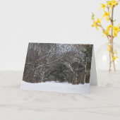 Carte hivernale peinte de route enneigée (Fleur jaune)