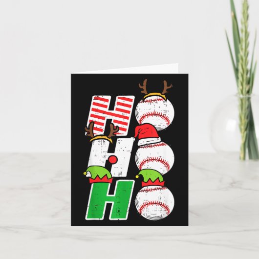 Carte Ho Ho Baseball Elf Candy Cane Funny Christmas Srt  (Devant)