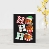 Carte Ho Ho Ho Basketball Lights Santa Hat reindeer ELF (Fleur jaune)