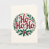 Carte Ho Ho Ho Christmas Wreath Typography Design (Devant)