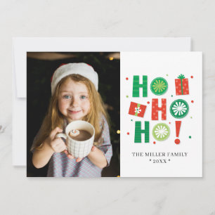 Carte Ho Ho Ho Festive Fête Photo personnalisée