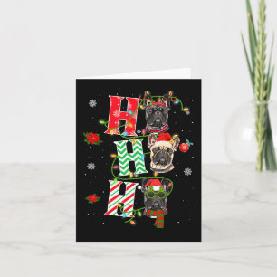 Carte Ho Ho Ho French Buldog Chien Amusant Chien de Noël