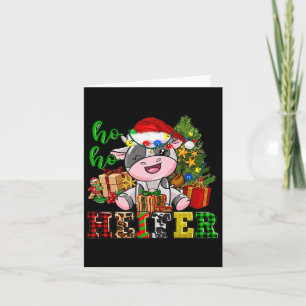 Carte Ho Ho Ho Génisse Noël Vache Chapeau Santa Vie à la