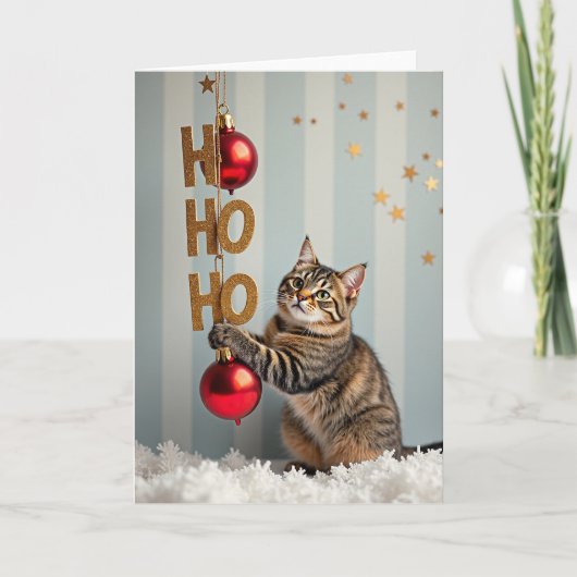 Carte Ho Ho Ho Meowry Christmas Cat (Devant)