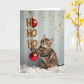 Carte Ho Ho Ho Meowry Christmas Cat (Fleur jaune)