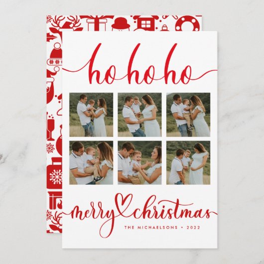 Carte HO HO HO MERRY CHRISTMAS Ajouter votre collection (Devant / Derrière)