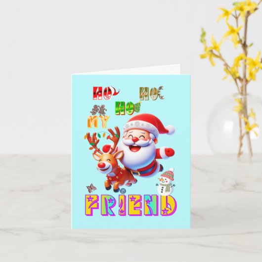 Carte Ho Ho Ho Mon Cher Ami (Fleur jaune)