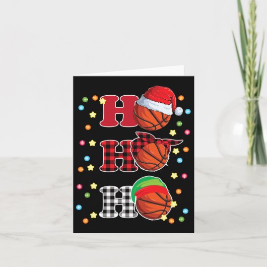 Carte Ho Ho Ho Père Noël Rouge Plaqué Feux de Noël Pyjam (Devant)