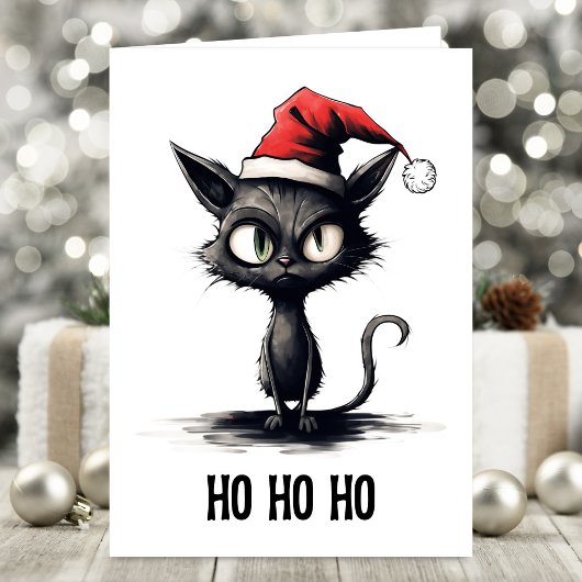 Carte Ho Ho Ho Sarcastique Chat Noël