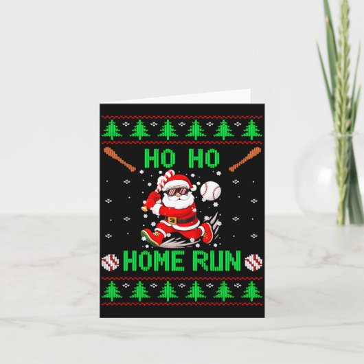 Carte Ho Ho Home Run Baseball Christmas Santa Ugly Xmas (Devant)