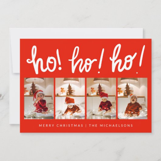 Carte HO HO Joyeux Noël Ajouter Photos (Devant)