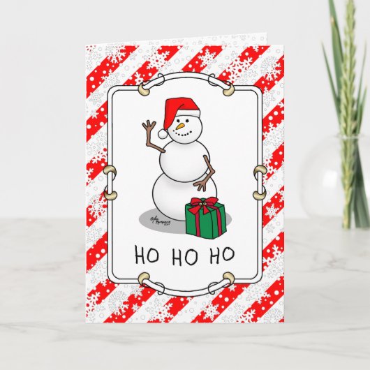 Carte Ho Ho Joyeux Noël Père Noël mignonne Snowman (Devant)