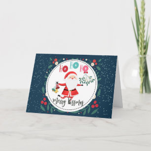 Carte ho ho merry kissmass cadeau pour la femme de petit
