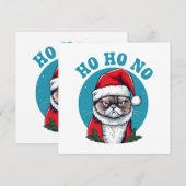 Carte Ho ho non - drôle de chat grumpy santa (Devant / Derrière)