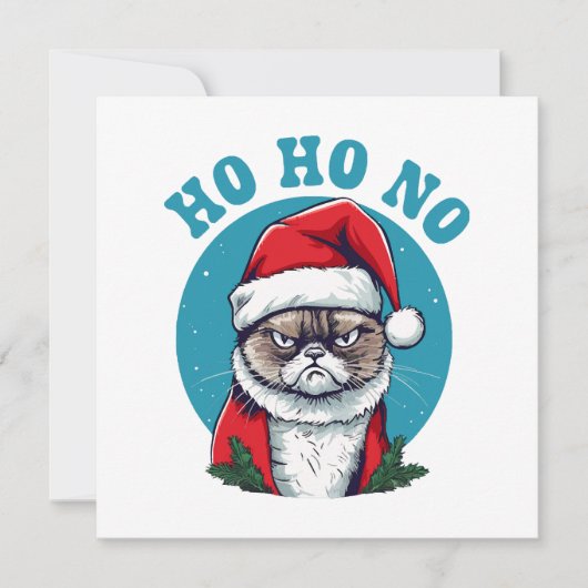 Carte Ho ho non - drôle de chat grumpy santa (Devant)