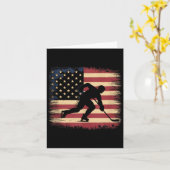 Carte Hockey au drapeau américain (Fleur jaune)