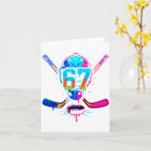 Carte Hockey Ice Cream Drip Number 67 Player 67th Birthd (Fleur jaune)