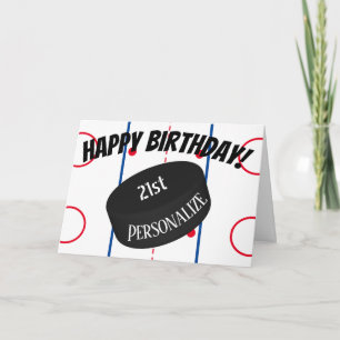 Carte Hockey sur glace personnalisé Nom de l'âge Anniver