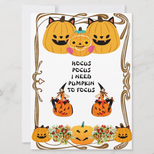 Carte Hocus Pocus Halloween Sorcière Éffrayant Or Cadre  (Devant)