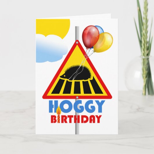 Carte Hoggy Birthday, Hedgehog Crossing Road (Devant)